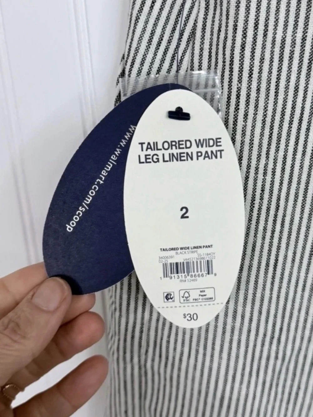 Scoop Linen Blend Wide Leg Pants Size 2 Pinstripe Lightweight Coastal Summer NWT - Picture 6 of 10